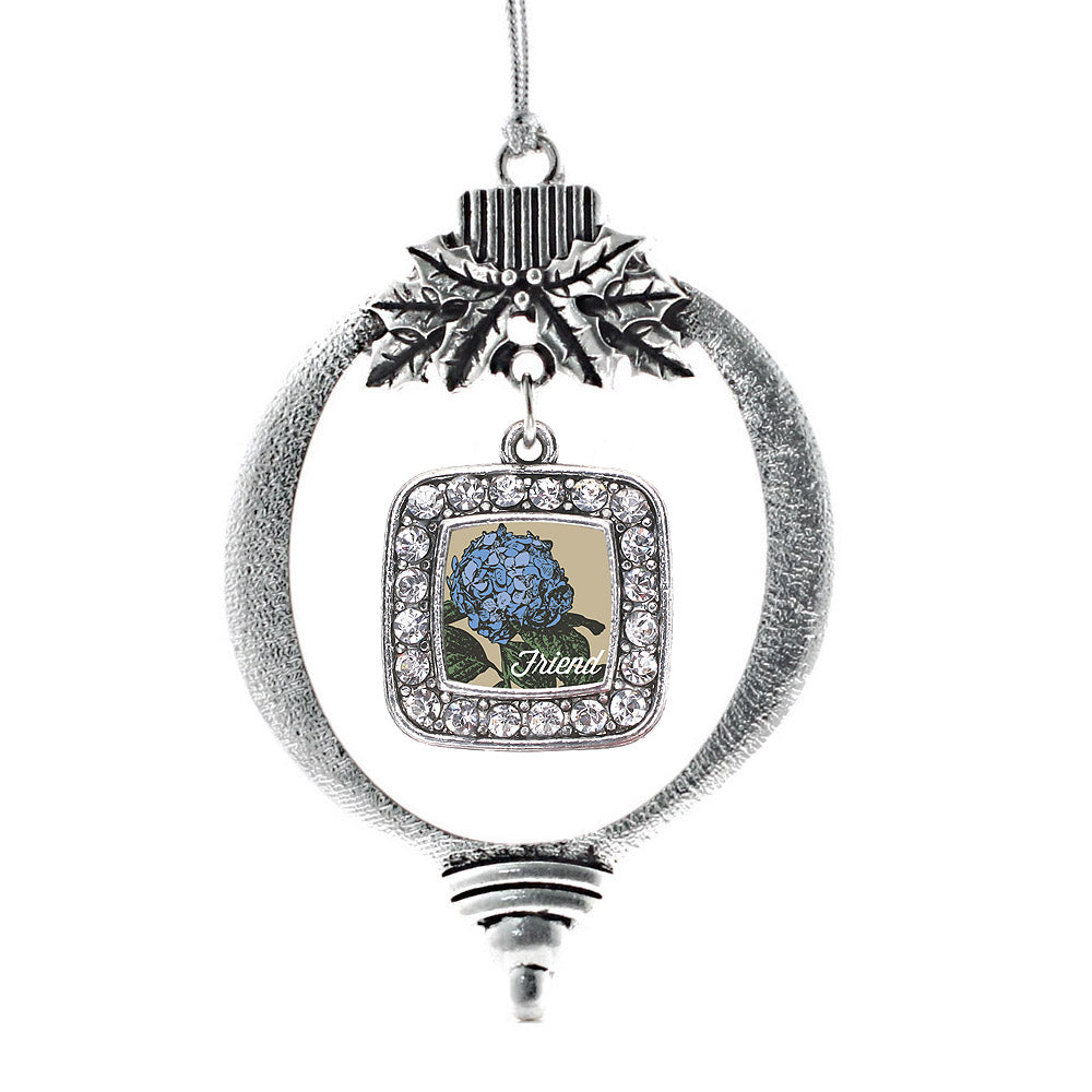 Friend Hydrangea Flower Square Charm Christmas / Holiday Ornament