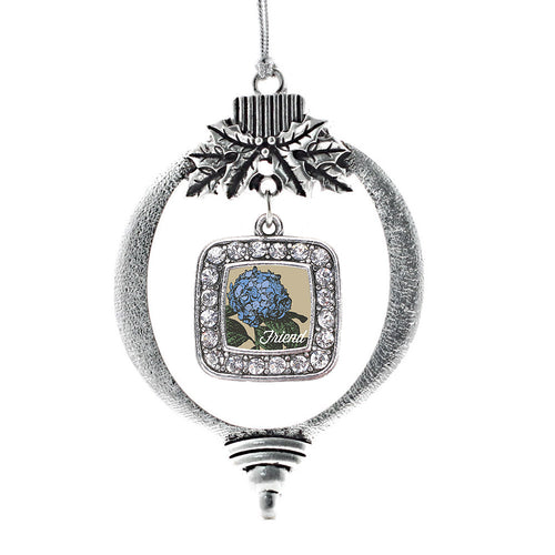 Friend Hydrangea Flower Square Charm Christmas / Holiday Ornament
