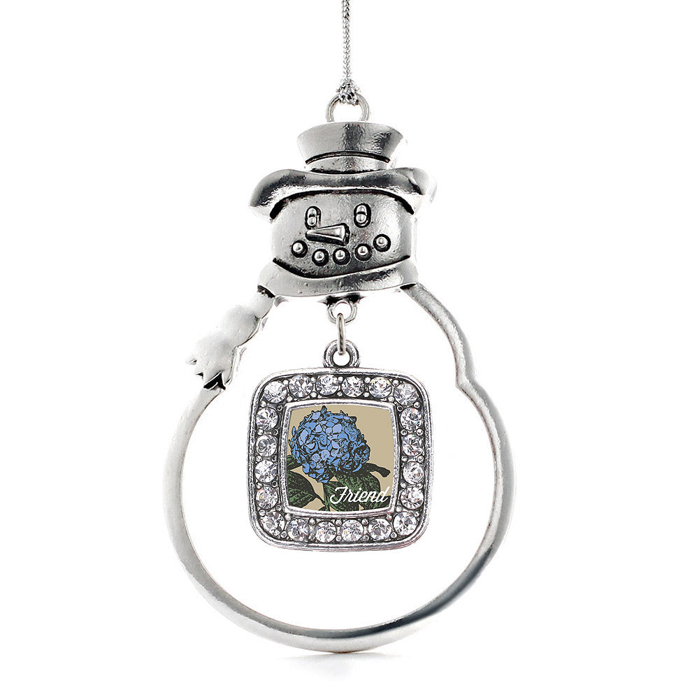 Friend Hydrangea Flower Square Charm Christmas / Holiday Ornament
