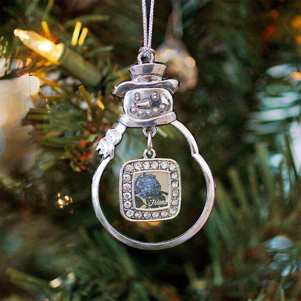 Friend Hydrangea Flower Square Charm Christmas / Holiday Ornament