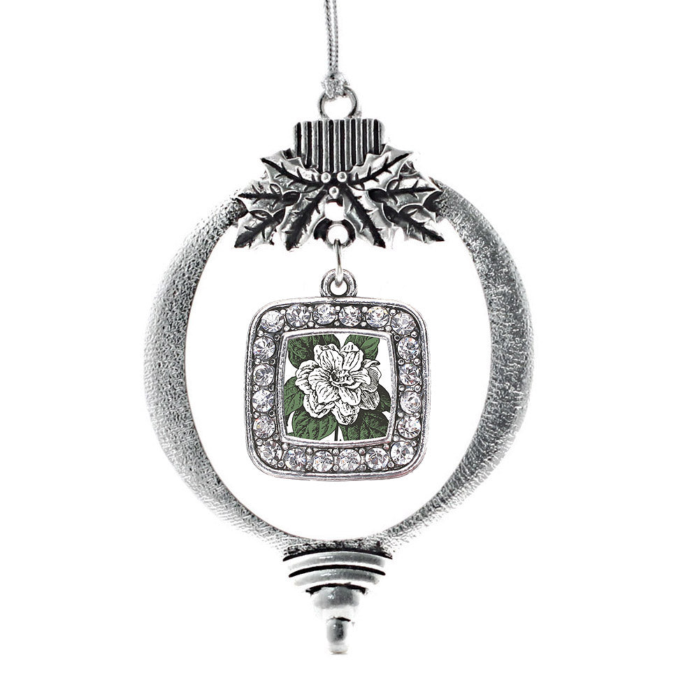 Gardenia Flower Square Charm Christmas / Holiday Ornament