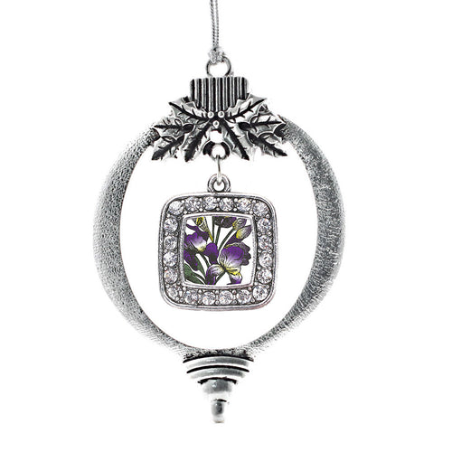 Iris Flower Square Charm Christmas / Holiday Ornament