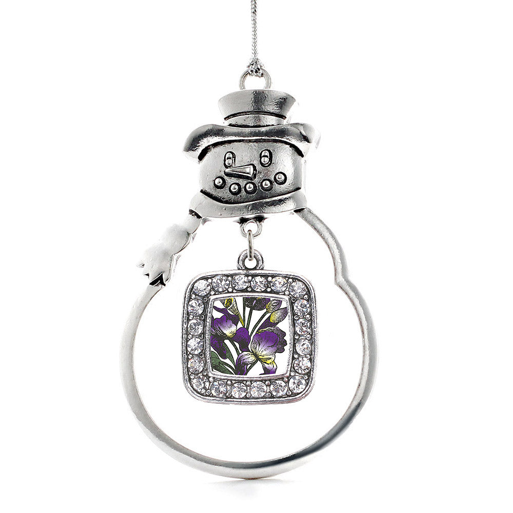 Iris Flower Square Charm Christmas / Holiday Ornament