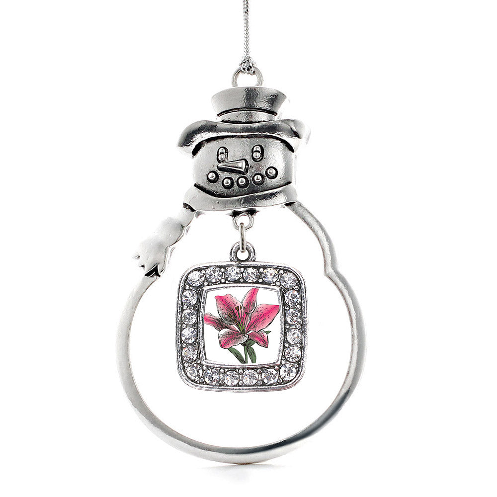 Lily Flower Square Charm Christmas / Holiday Ornament