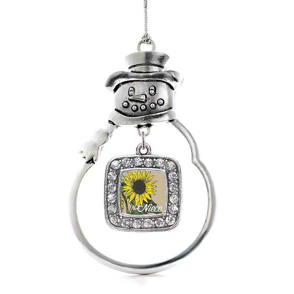 Niece Sunflower Square Charm Christmas / Holiday Ornament