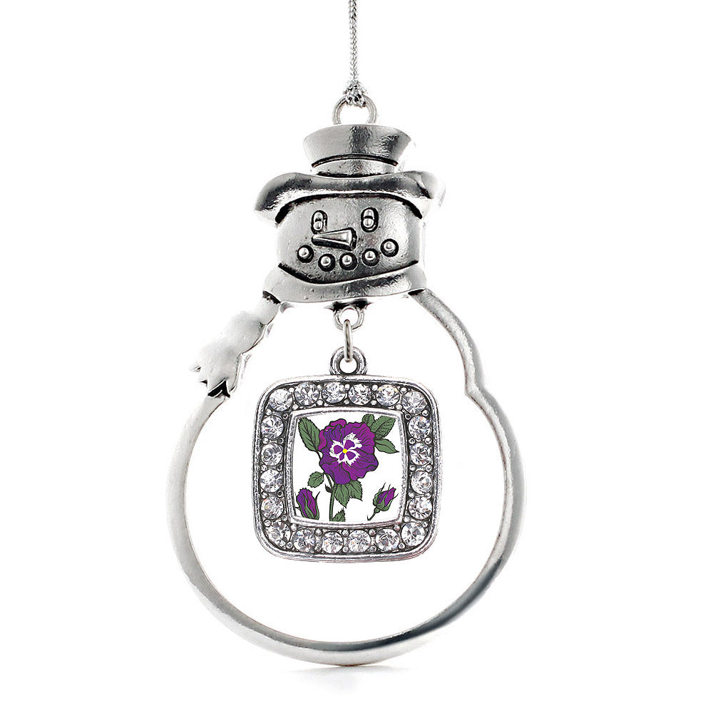 Pansy Flower Square Charm Christmas / Holiday Ornament