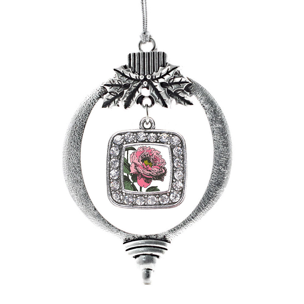 Peony Flower Square Charm Christmas / Holiday Ornament