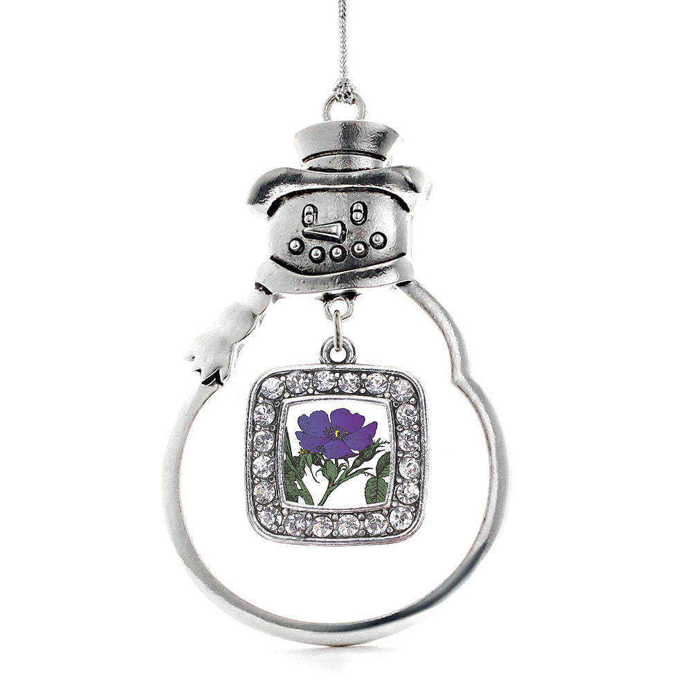 Violet Flower Square Charm Christmas / Holiday Ornament