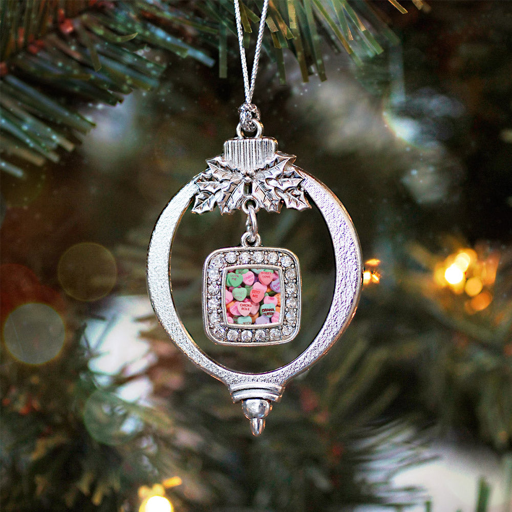 Candy Hearts Square Charm Christmas / Holiday Ornament