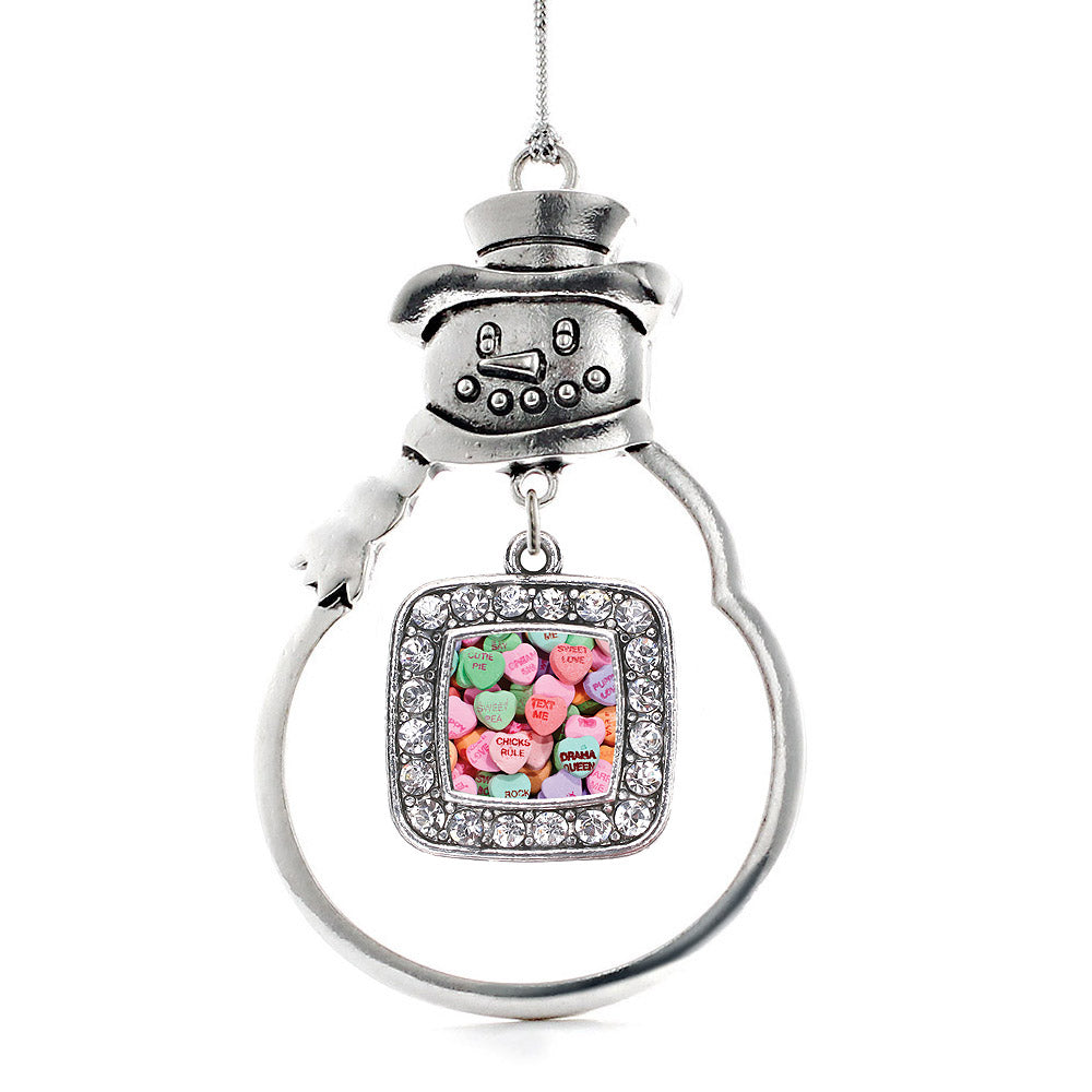 Candy Hearts Square Charm Christmas / Holiday Ornament