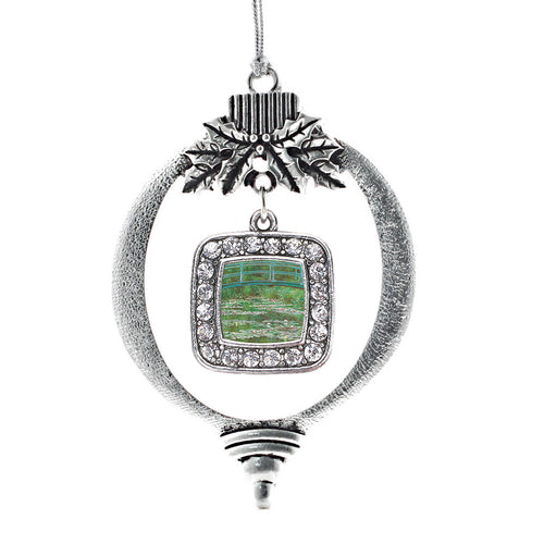 Monet Lily Pond Square Charm Christmas / Holiday Ornament