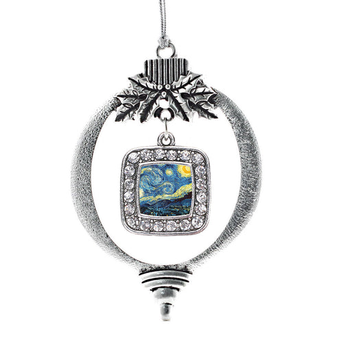 Starry Night Square Charm Christmas / Holiday Ornament