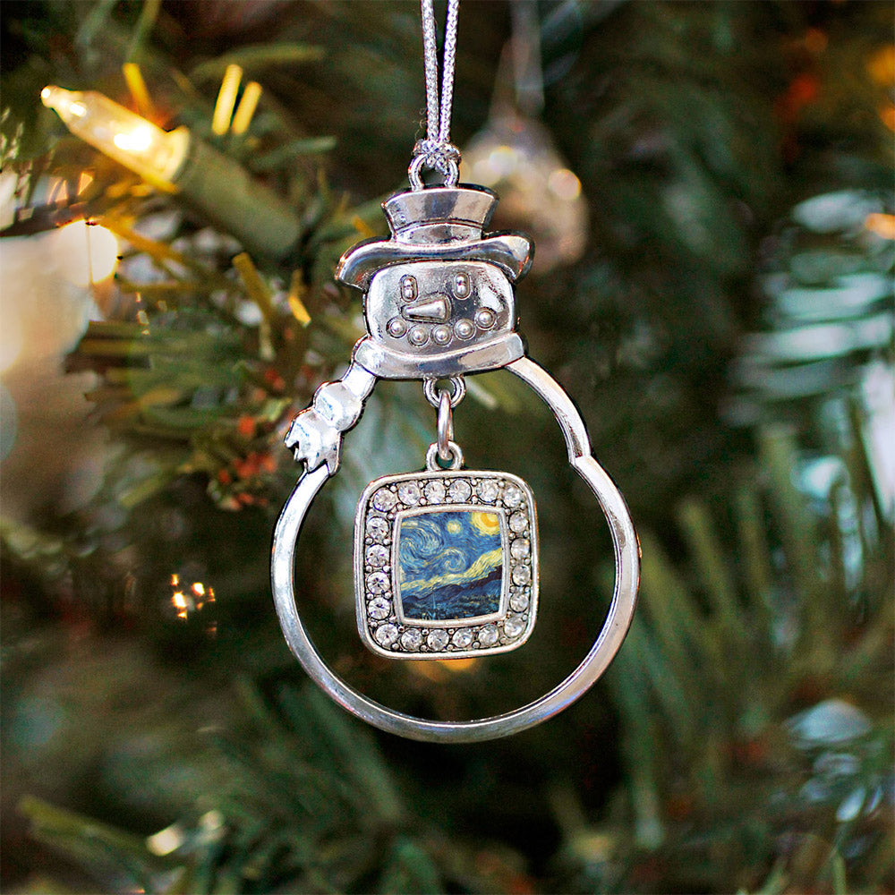 Starry Night Square Charm Christmas / Holiday Ornament