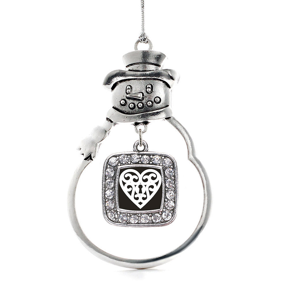 Heart Shaped Lock Square Charm Christmas / Holiday Ornament