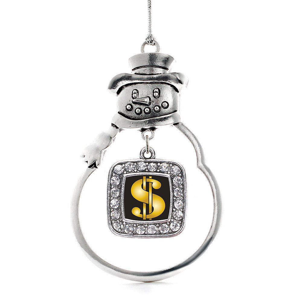 Dollar Sign Square Charm Christmas / Holiday Ornament