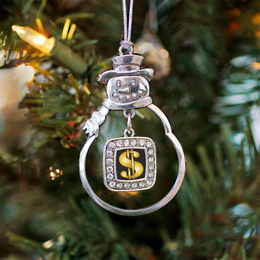 Dollar Sign Square Charm Christmas / Holiday Ornament