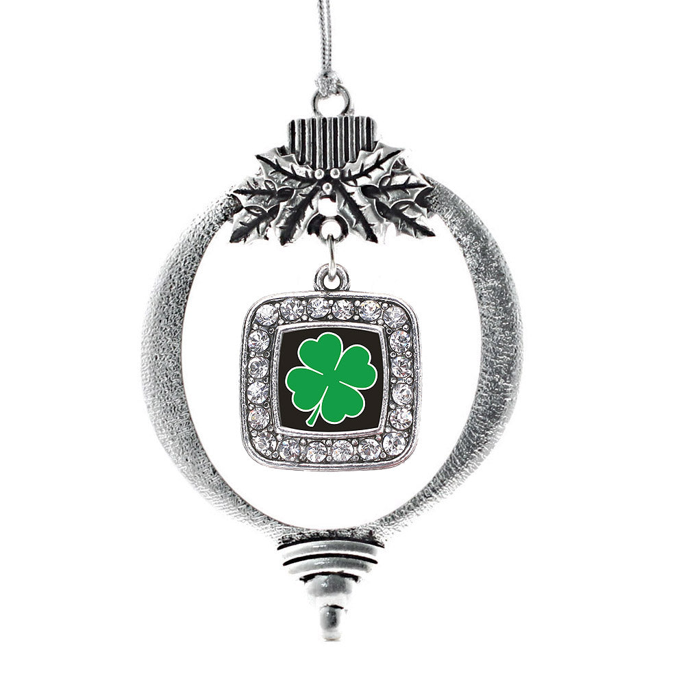 Four Leaf Clover Square Charm Christmas / Holiday Ornament
