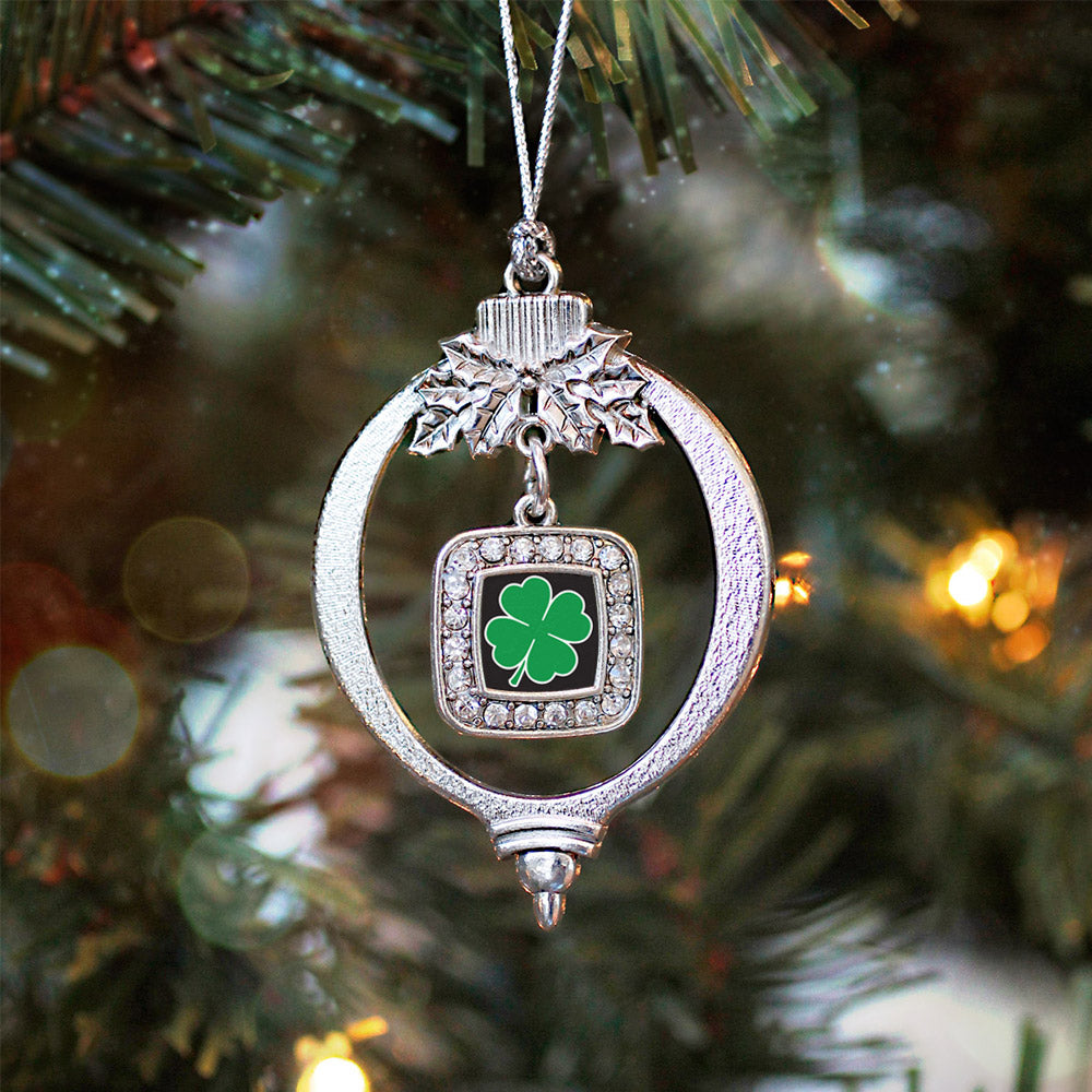 Four Leaf Clover Square Charm Christmas / Holiday Ornament
