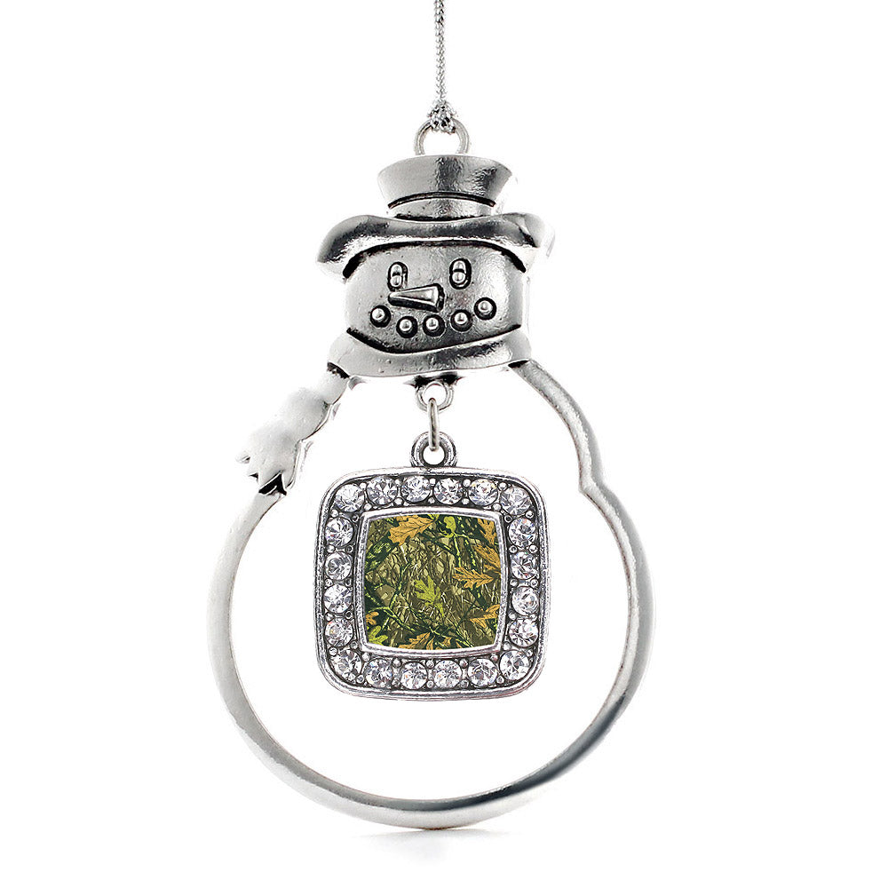 Green Hunting Pattern Square Charm Christmas / Holiday Ornament