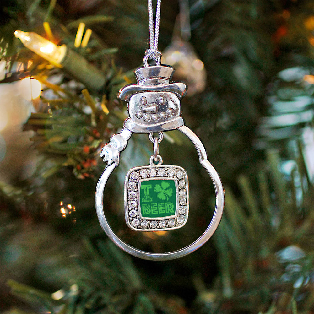 I Love Beer Square Charm Christmas / Holiday Ornament
