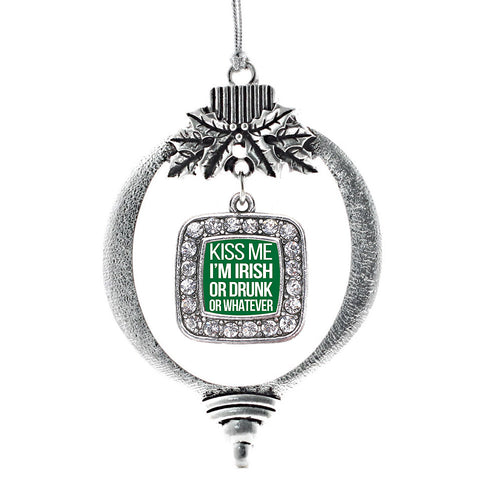 Kiss Me I'm Drunk Square Charm Christmas / Holiday Ornament