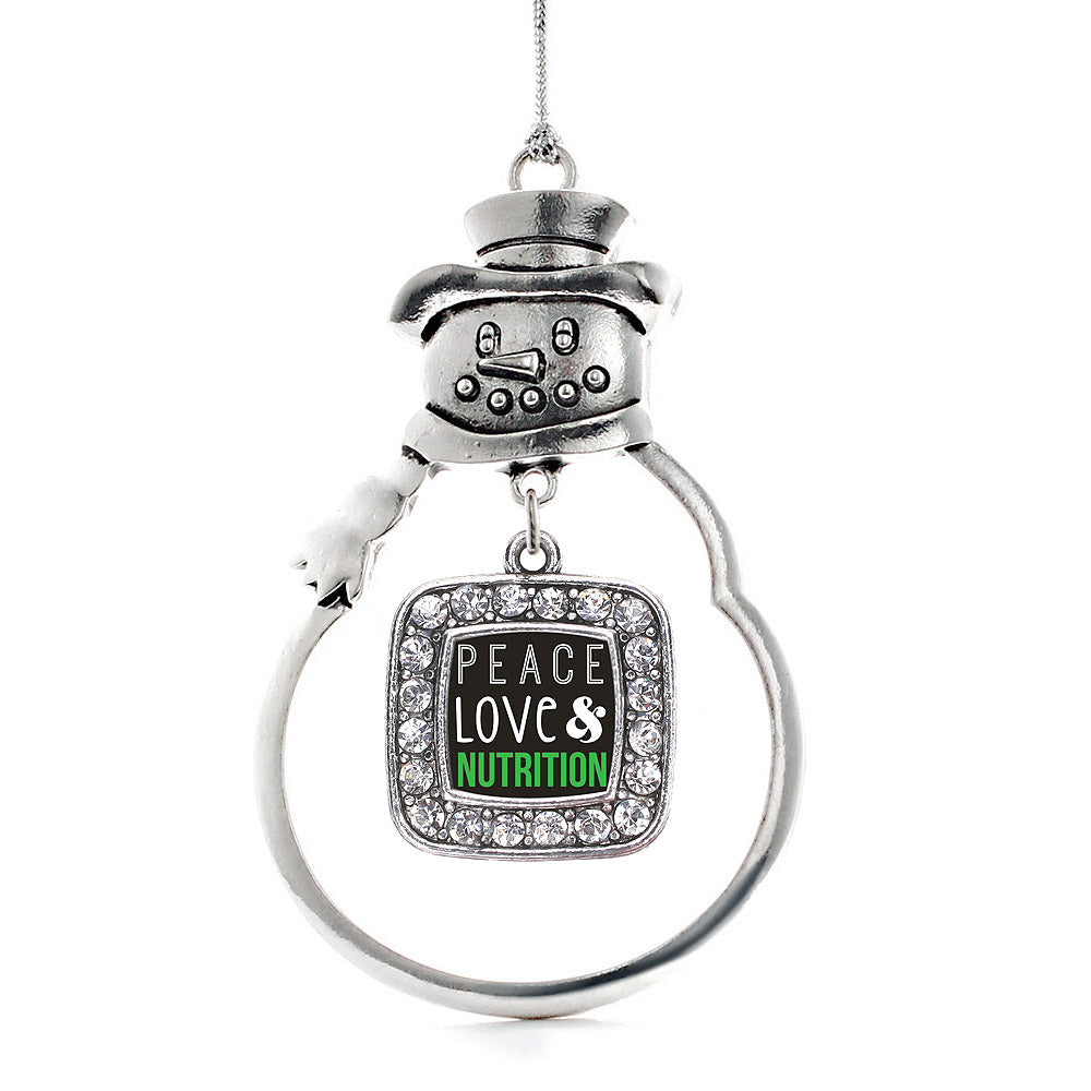 Peace, Love, and Nutrition Square Charm Christmas / Holiday Ornament