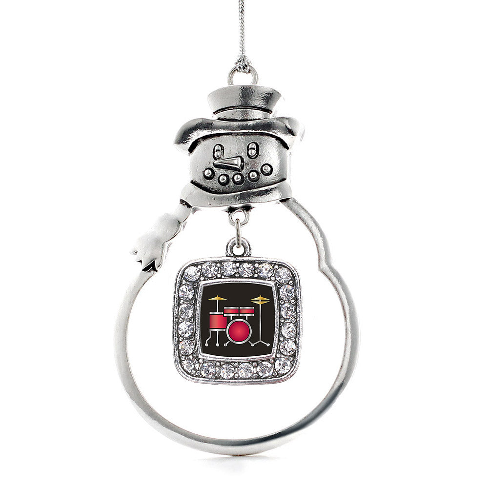 Drumset Square Charm Christmas / Holiday Ornament