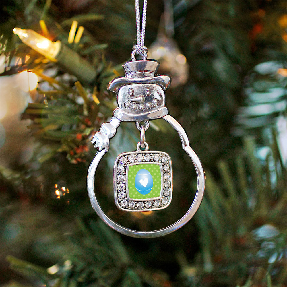 Blue Easter Egg Square Charm Christmas / Holiday Ornament