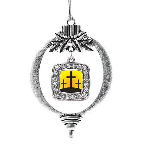 Three Crosses Square Charm Christmas / Holiday Ornament