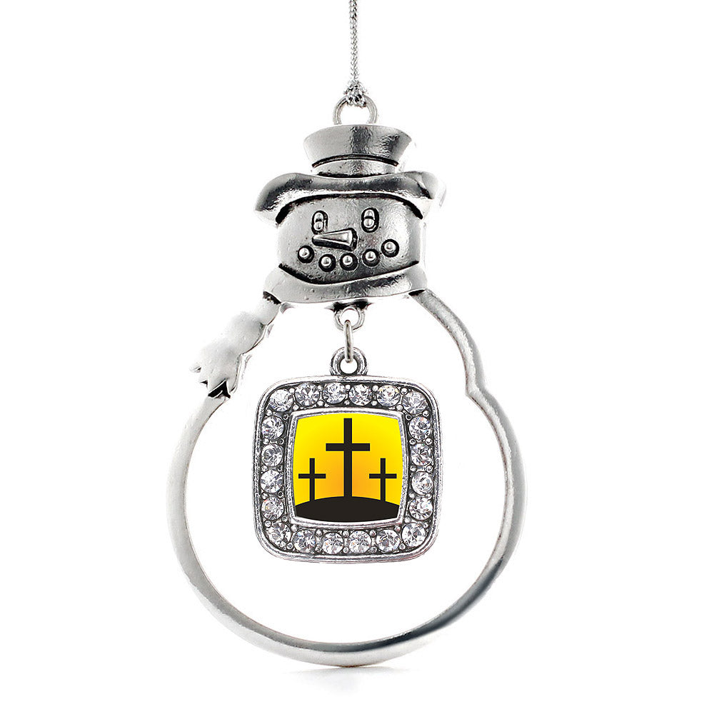 Three Crosses Square Charm Christmas / Holiday Ornament