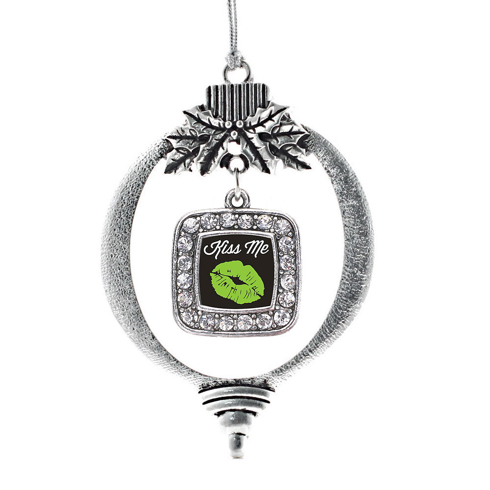 Kiss Me I'm Irish Square Charm Christmas / Holiday Ornament
