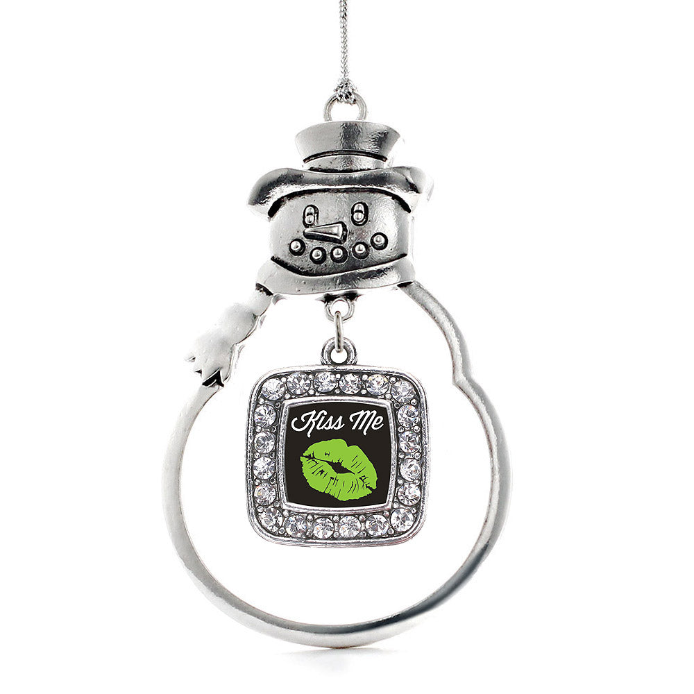 Kiss Me I'm Irish Square Charm Christmas / Holiday Ornament