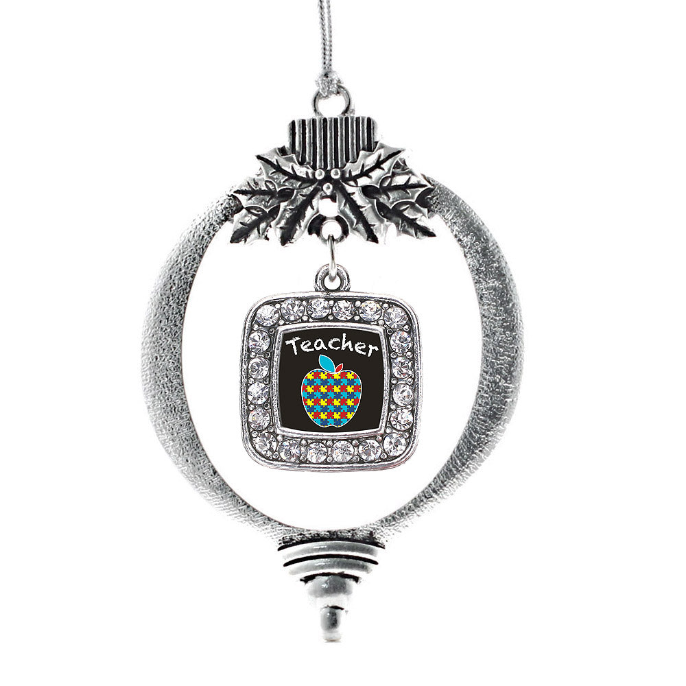 Autism Apple Square Charm Christmas / Holiday Ornament