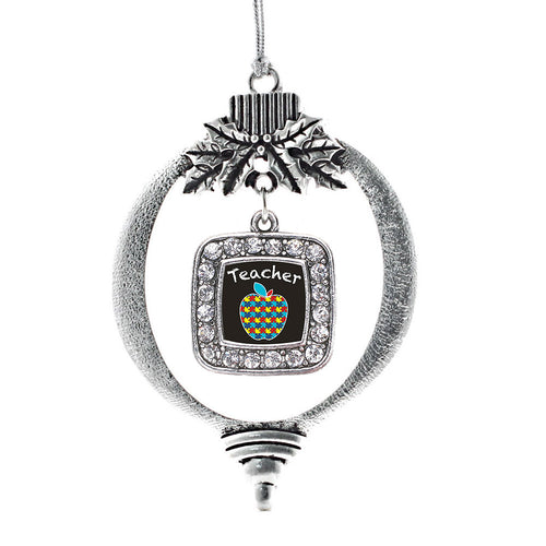 Autism Apple Square Charm Christmas / Holiday Ornament