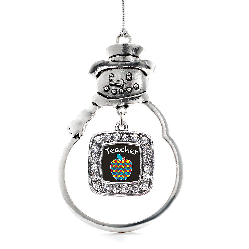 Autism Apple Square Charm Christmas / Holiday Ornament