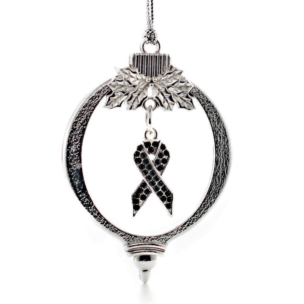 3.5 Carat Black Awareness Ribbon Charm Christmas / Holiday Ornament