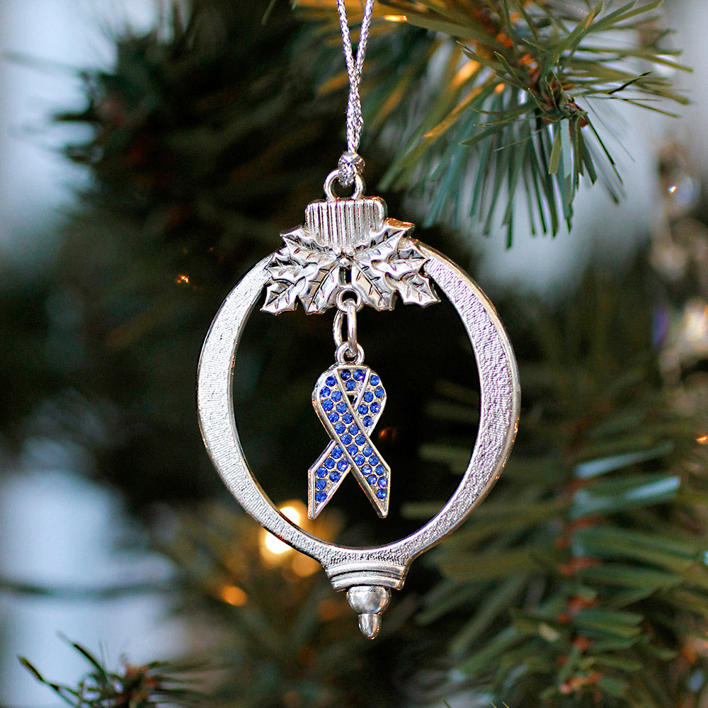 3.5 Carat Blue Awareness Ribbon Charm Christmas / Holiday Ornament