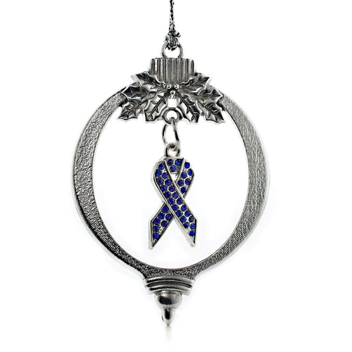 3.5 Carat Blue Awareness Ribbon Charm Christmas / Holiday Ornament