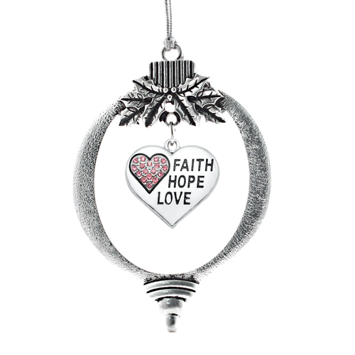 Faith Hope Love Pave Heart Charm Christmas / Holiday Ornament