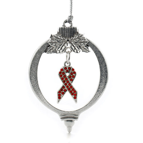 3.5 Carat Red Awareness Ribbon Charm Christmas / Holiday Ornament