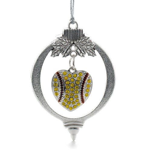 3.5 Carat Pave Tennis or Softball Pave Heart Charm Christmas / Holiday Ornament