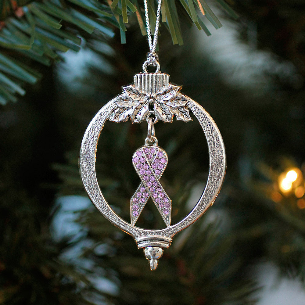 3.5 Carat Purple Awareness Ribbon Charm Christmas / Holiday Ornament