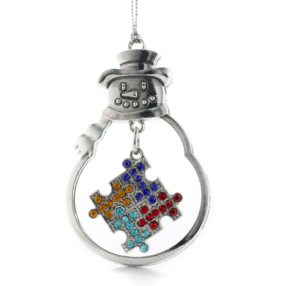 4.0 Carat Pave Autism Jigsaw Charm Christmas / Holiday Ornament