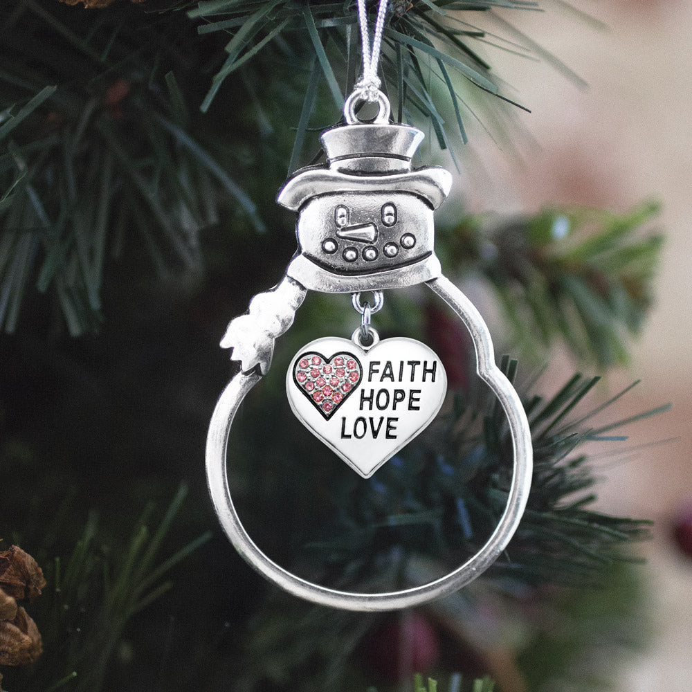 Faith Hope Love Pave Heart Charm Christmas / Holiday Ornament
