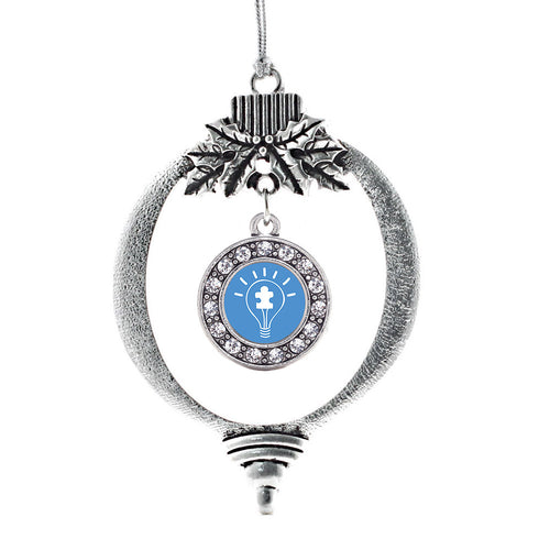 Light Bulb Autism Awareness Circle Charm Christmas / Holiday Ornament