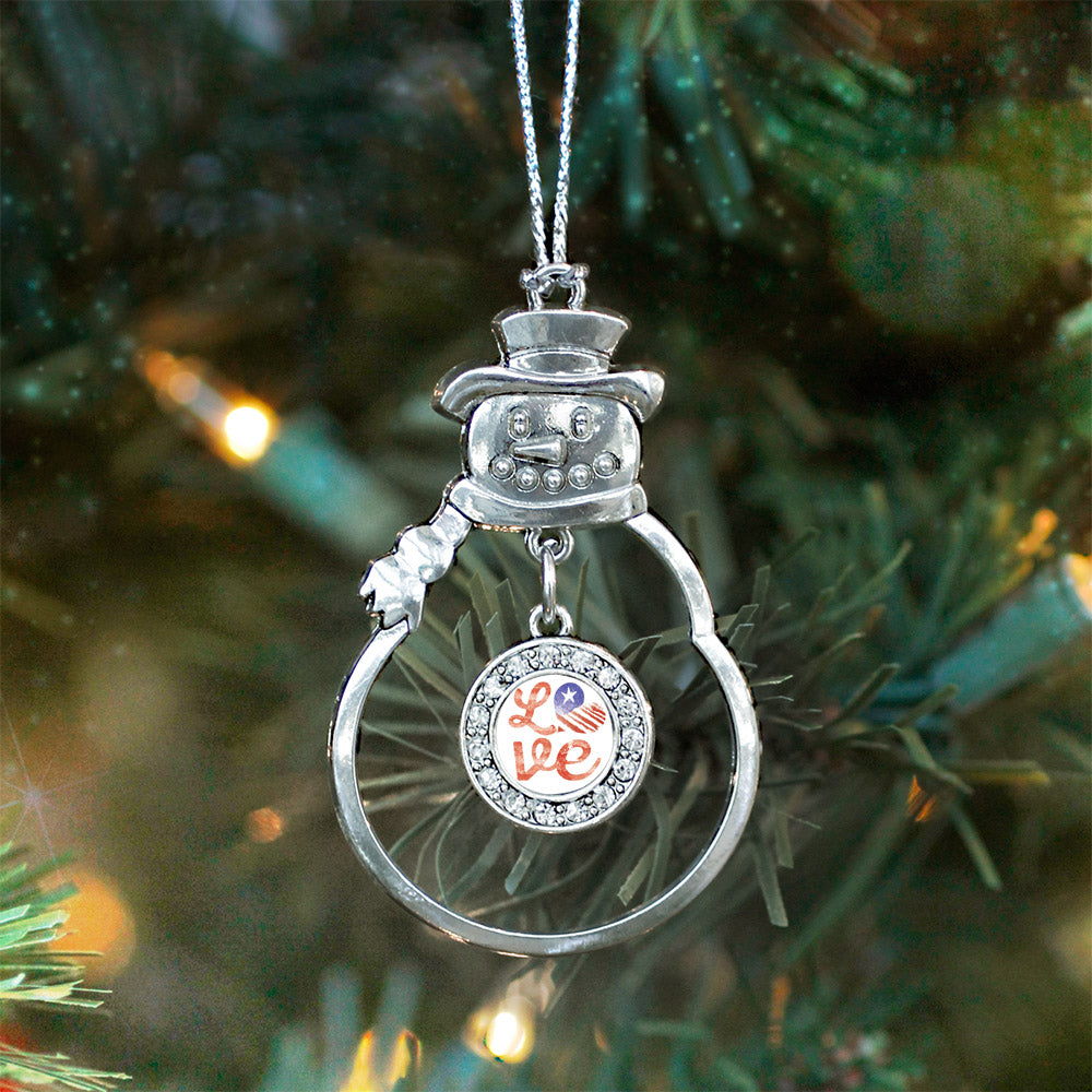 Love USA Circle Charm Christmas / Holiday Ornament