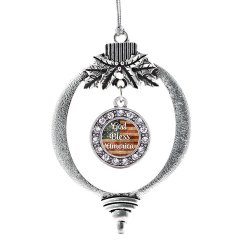 God Bless America Circle Charm Christmas / Holiday Ornament