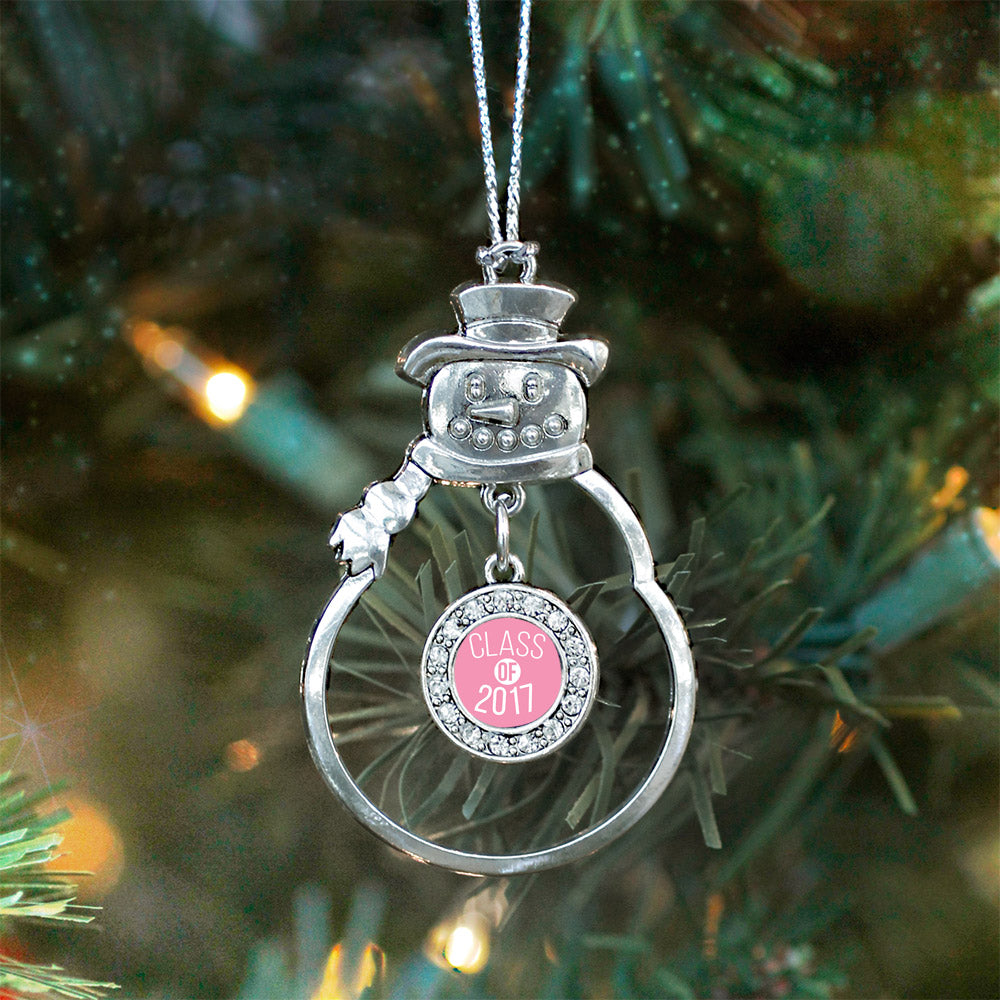 Pink Class of 2017 Circle Charm Christmas / Holiday Ornament