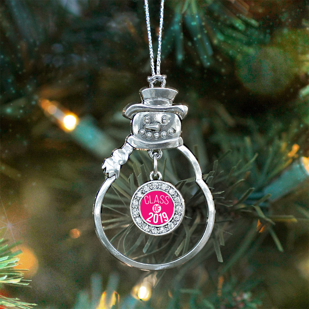 Hot Pink Class of 2019 Circle Charm Christmas / Holiday Ornament