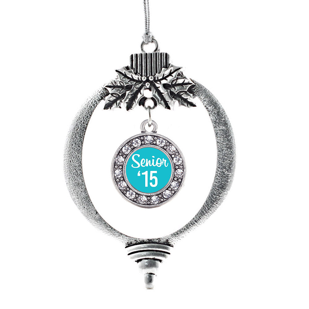 Teal Senior '15 Circle Charm Christmas / Holiday Ornament